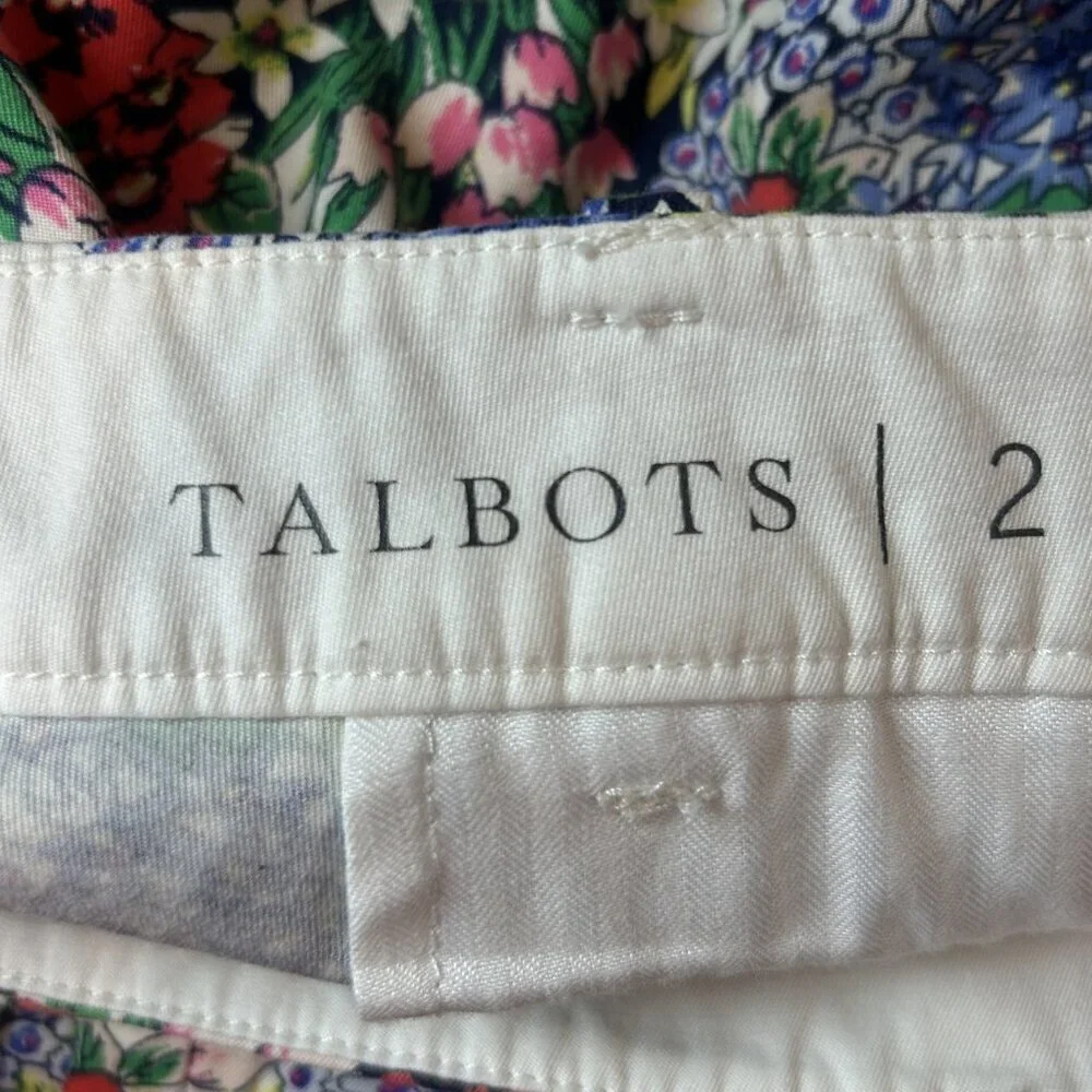 Talbots Perfect Skimmer Cottage Floral Cropped Pants Size 2